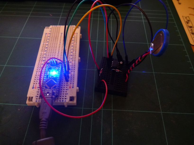 RTC circuit with backup power on breadboard